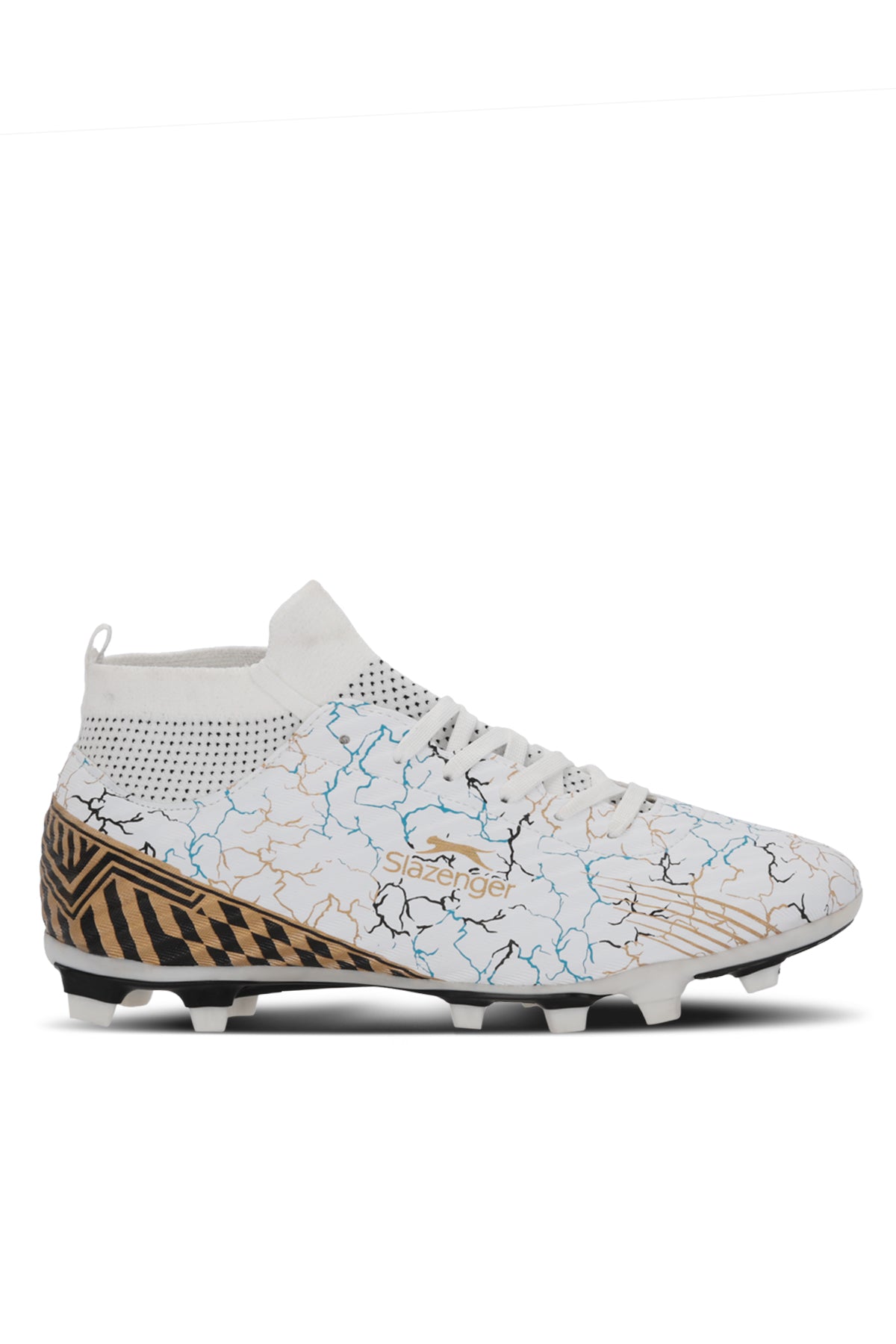 Corner White / Blue firm ground football boots