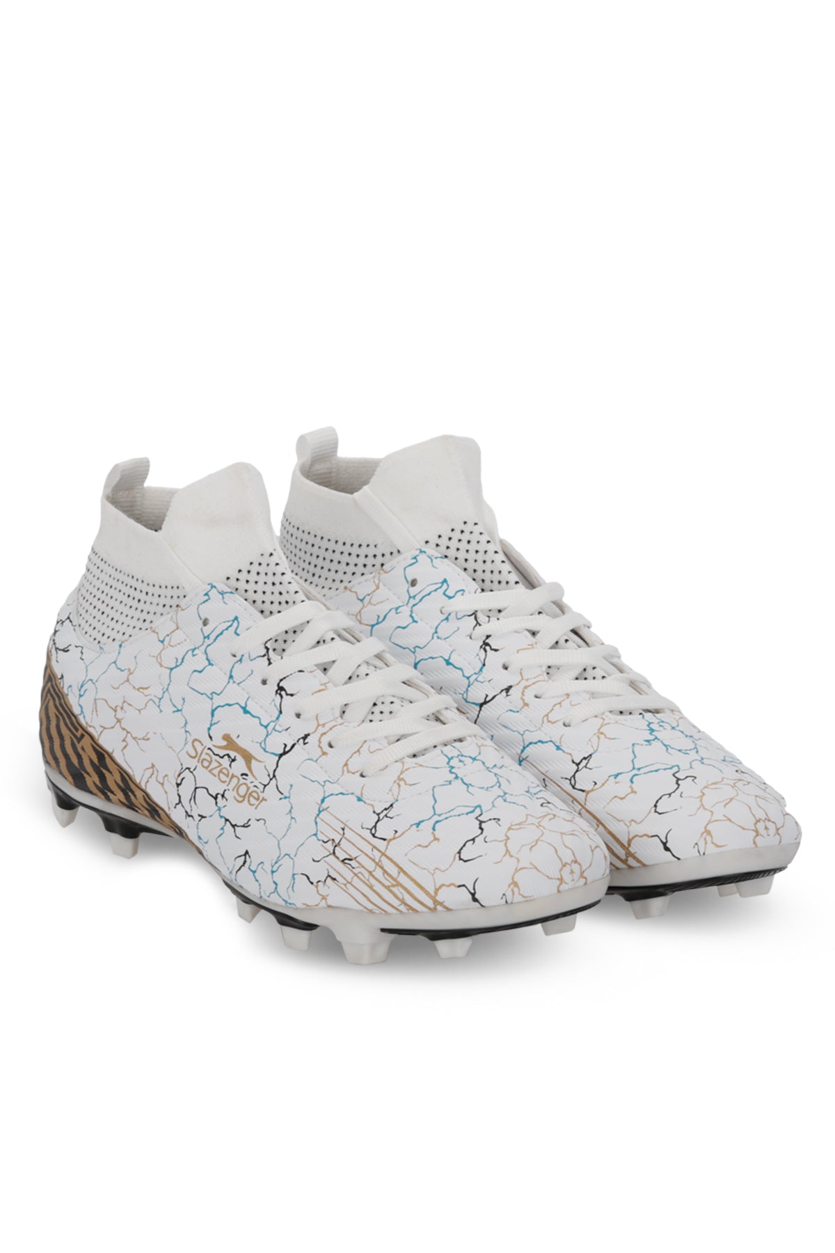 Corner White / Blue firm ground football boots, view 2