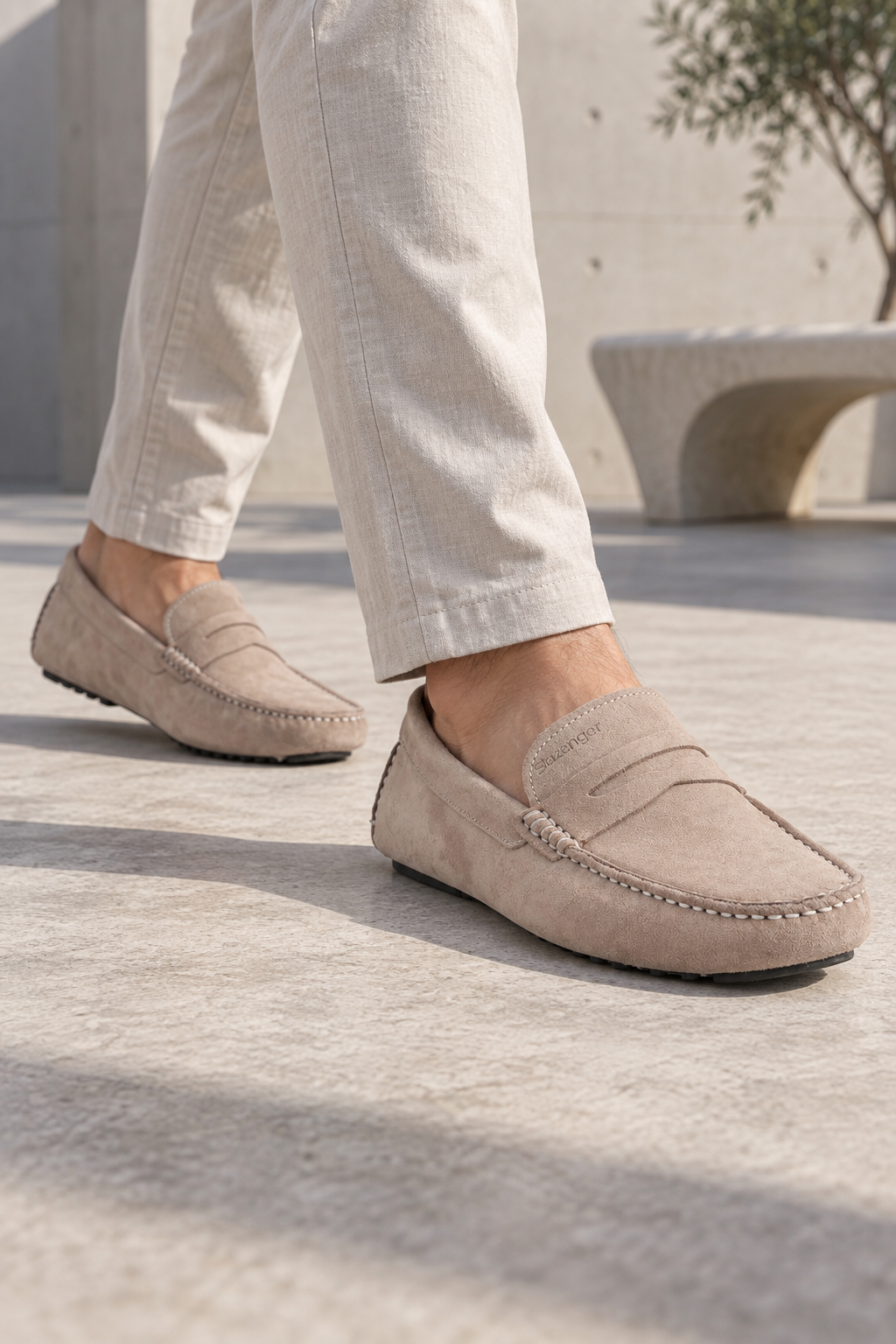 Mocassins Slazenger Montana — Sable Daim (homme), aux pieds