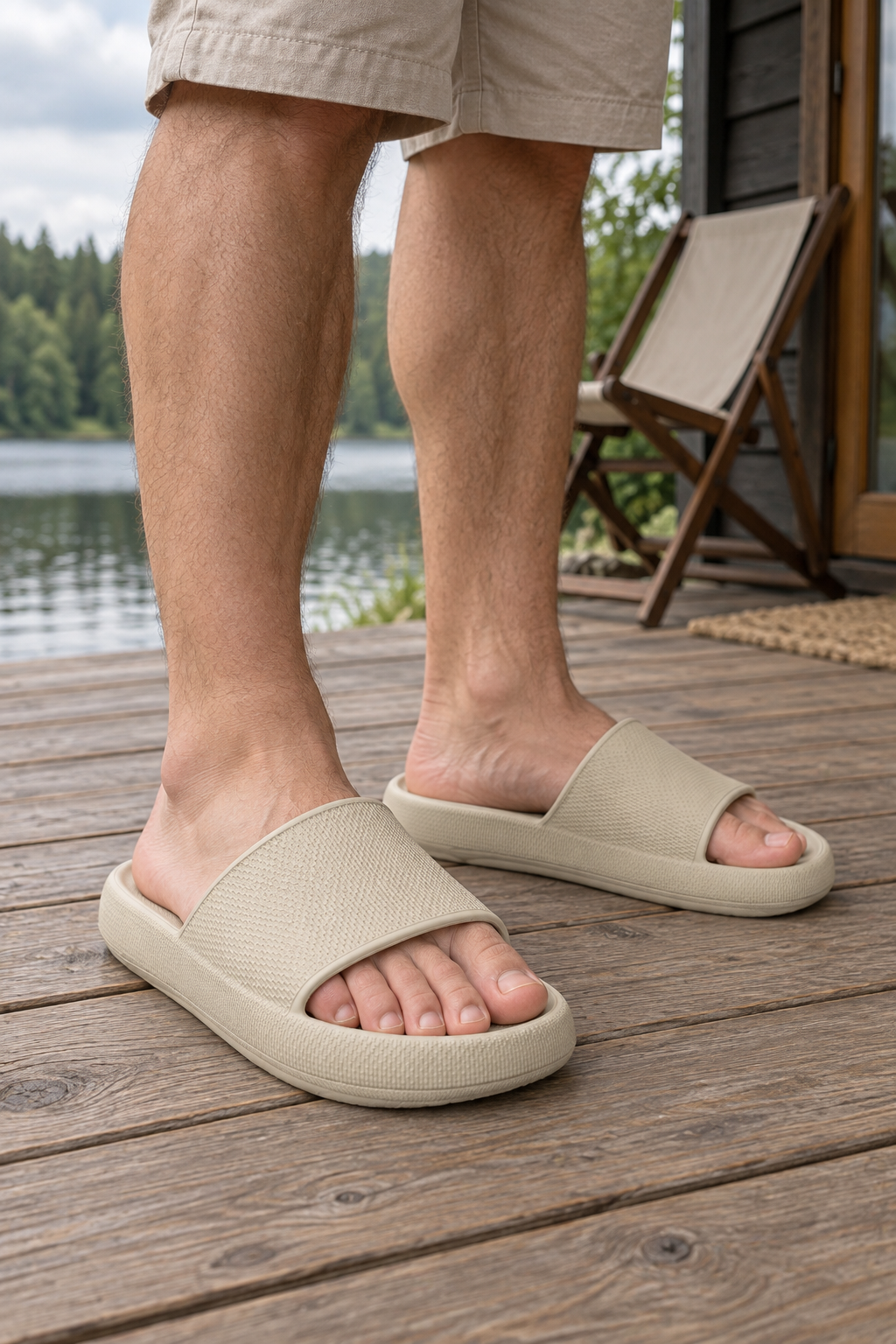 Chanclas Slazenger Twist — Beige (hombre), en los pies