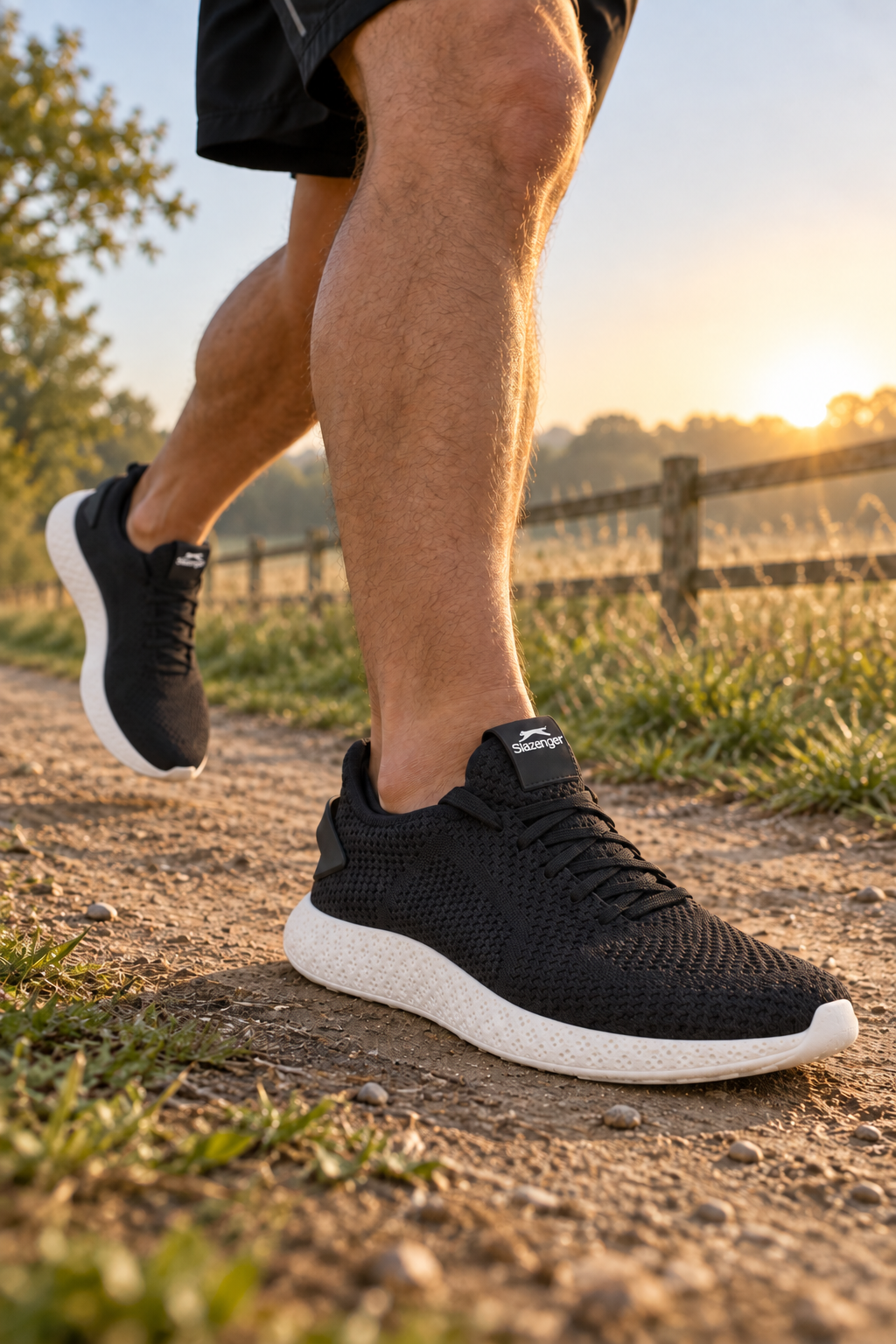 Zapatillas de running Slazenger Atomix — Negro / Blanco (hombre), en los pies