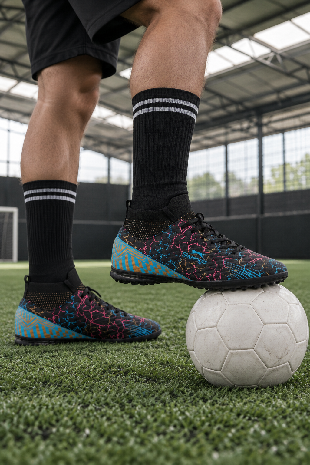 Botas de fútbol césped artificial Slazenger Corner — Negro (hombre), en los pies