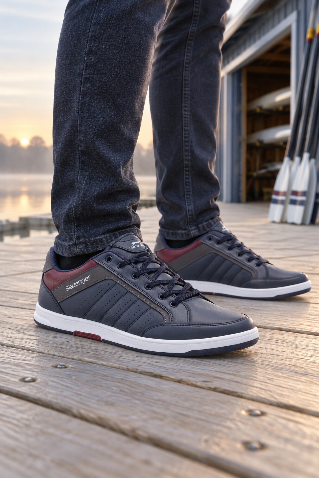 Baskets Slazenger Crest — Bleu marine (homme), aux pieds
