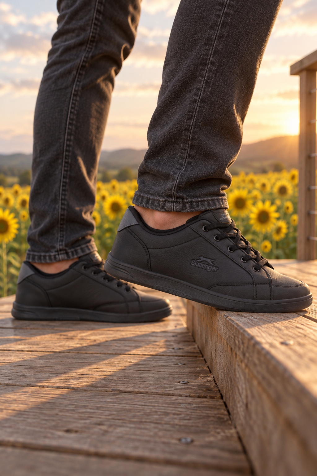 Baskets Slazenger Albert — Noir / Gris foncé (homme), aux pieds