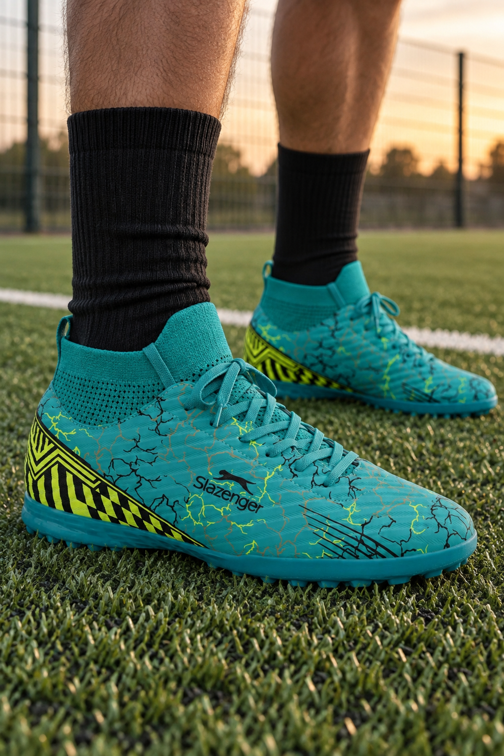 Botas de fútbol césped artificial Slazenger Corner — Turquesa (hombre), en los pies