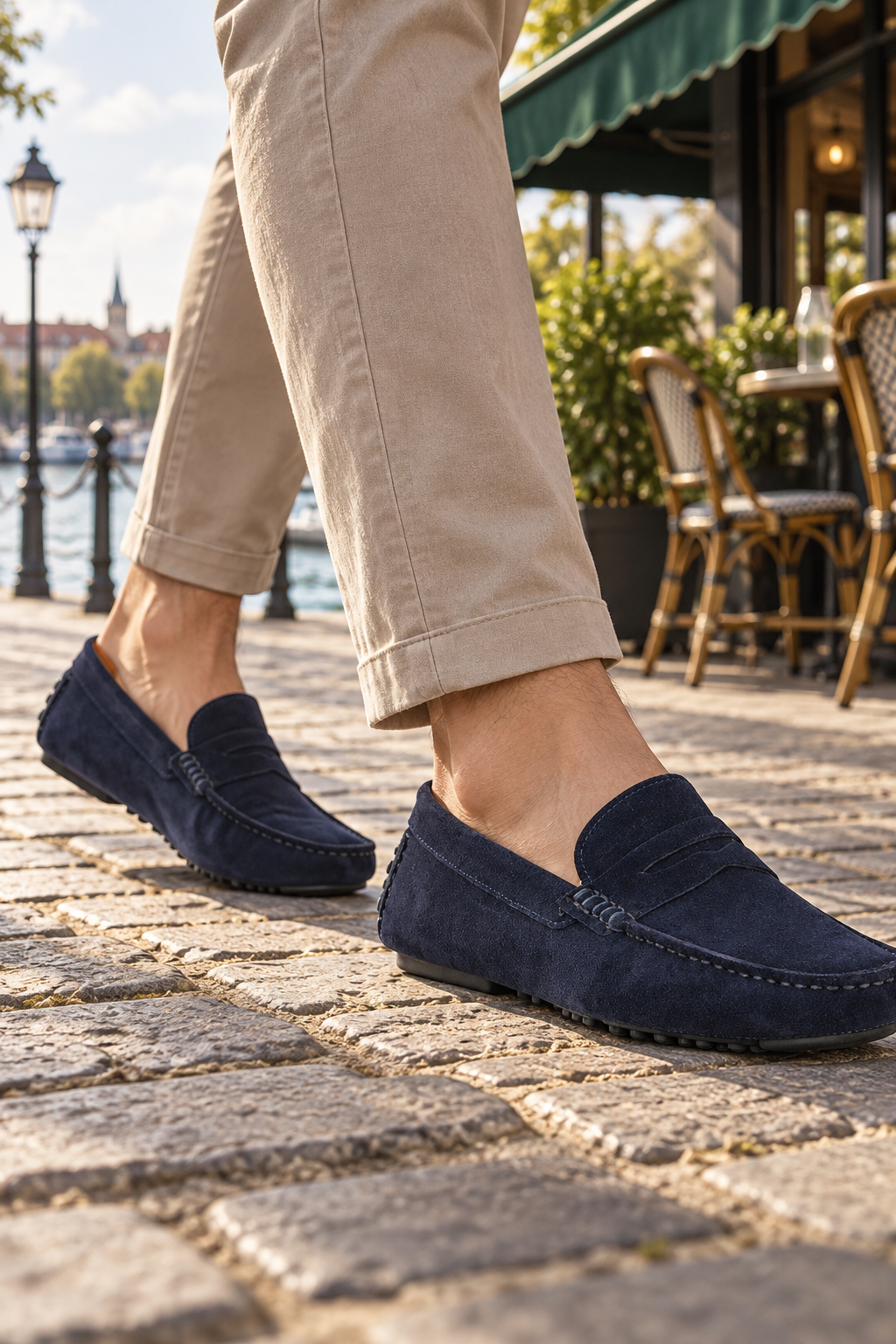 Mocassins Slazenger Montana — Bleu marine Daim (homme), aux pieds