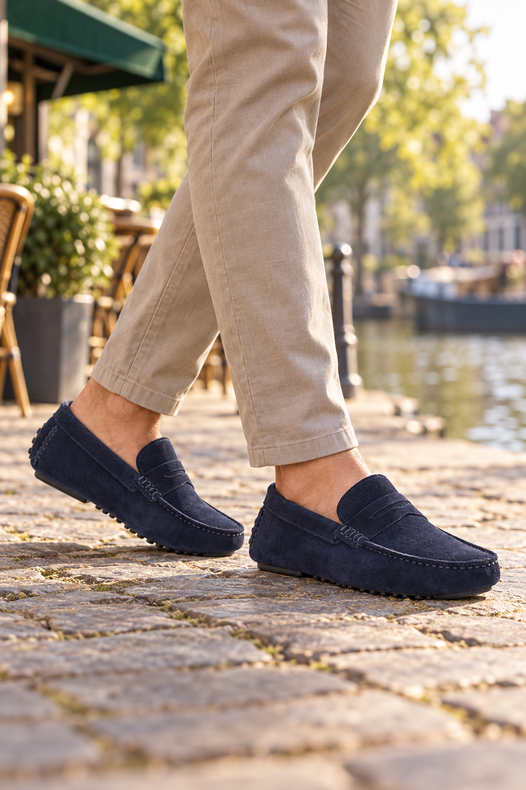 Mocasines Slazenger Montana — Ante azul marino (hombre), en los pies