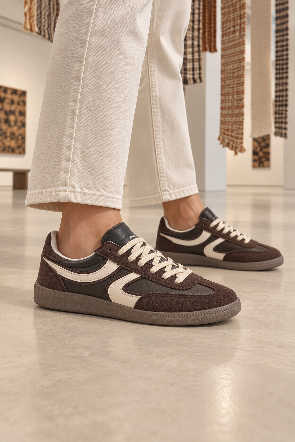 Zapatillas Slazenger Addition — Marrón / Beige (mujer), en los pies