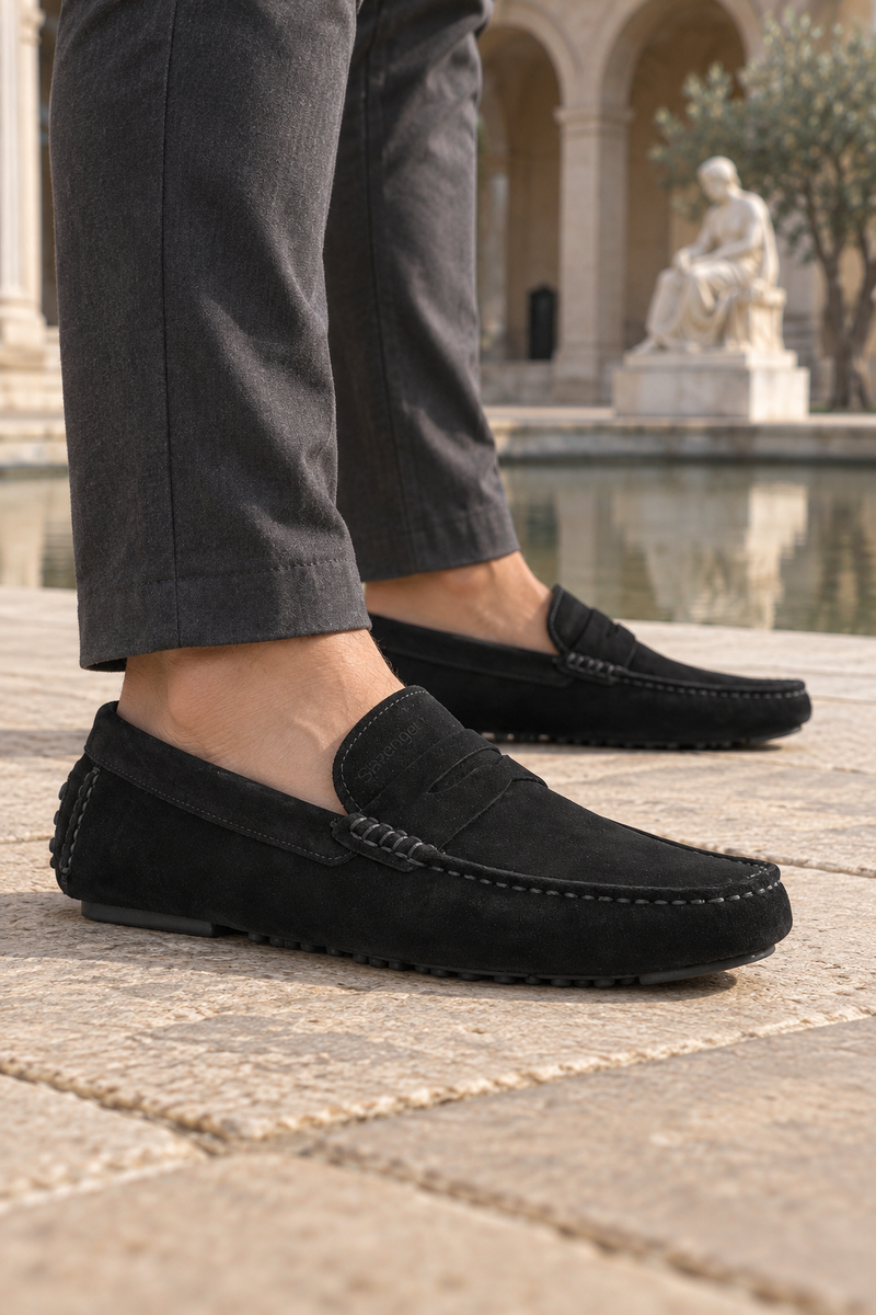 Mocasines Slazenger Montana — Ante negro (hombre), en los pies