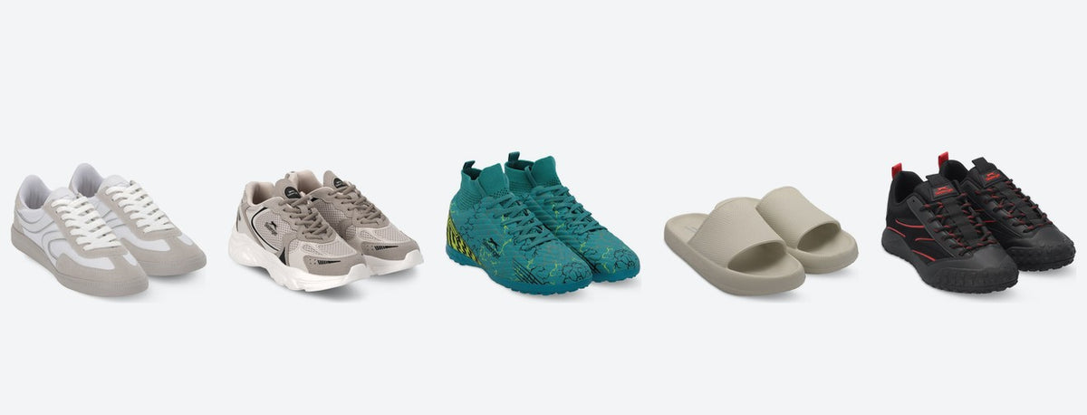 Slazenger sneakers, running shoes, football boots, sliders and outdoor shoes