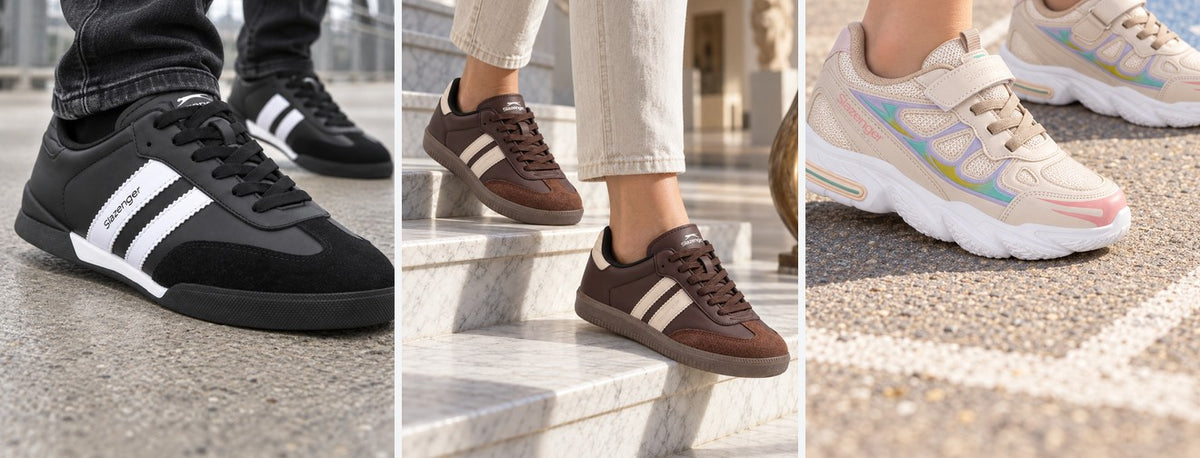 Men's, women's and kids' Slazenger sneakers worn on foot