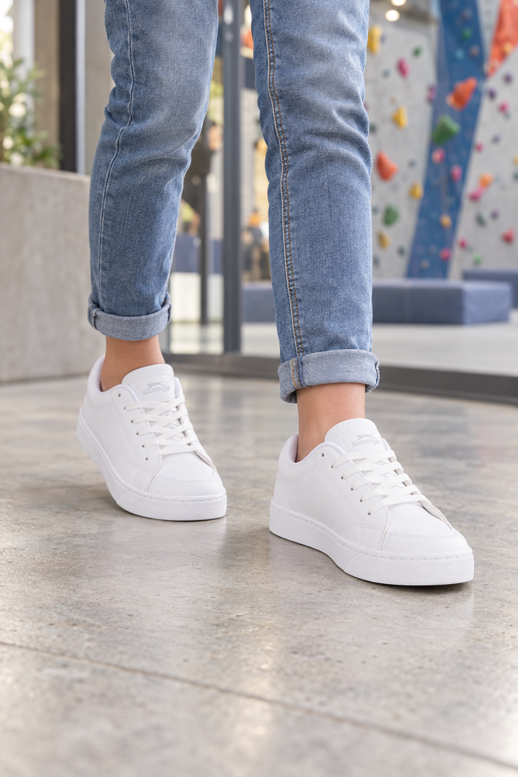On-foot showcase of Slazenger Foster Sneakers — White / White (Youth)