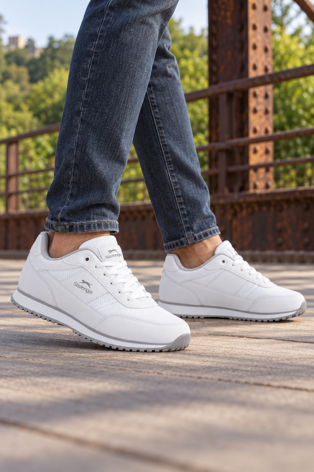 Baskets Slazenger Iskra — Blanc (homme), aux pieds