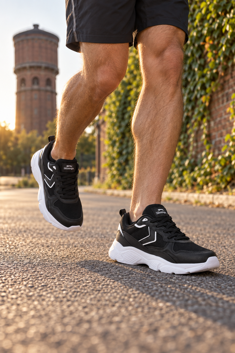 Zapatillas de running Slazenger Pecado — Negro / Blanco (hombre), en los pies