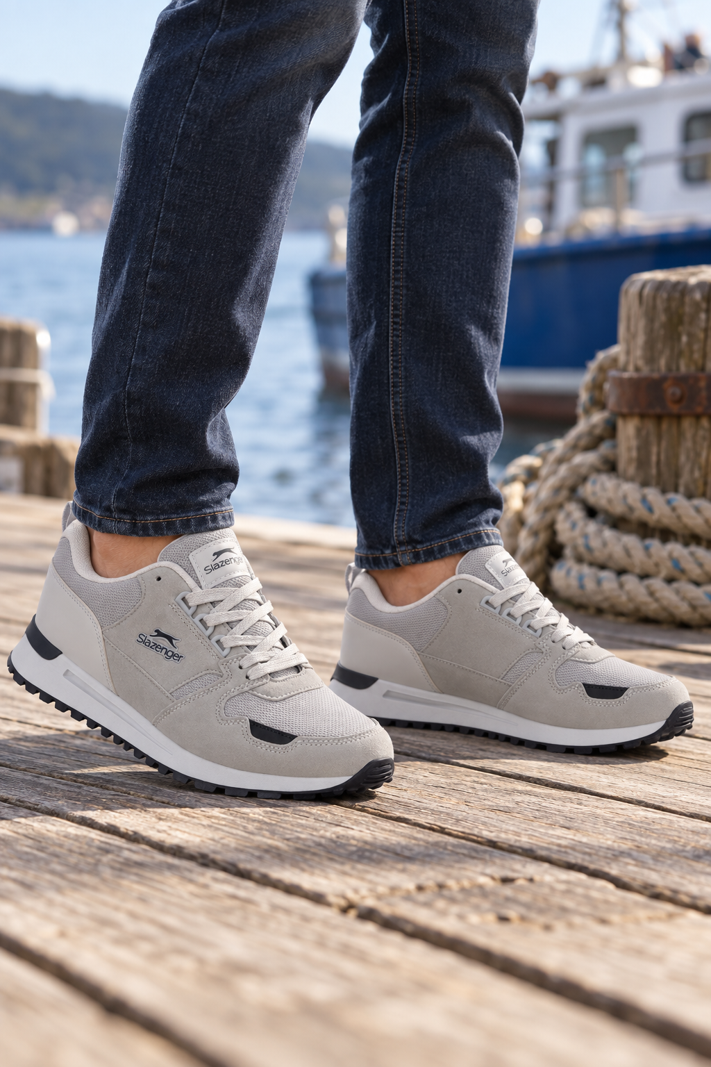 Slazenger Preston Sneaker — Grau / Marineblau (Herren), am Fuß