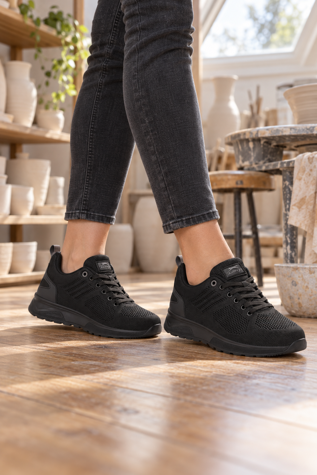 Slazenger Trips Sneaker — Schwarz (Damen), am Fuß